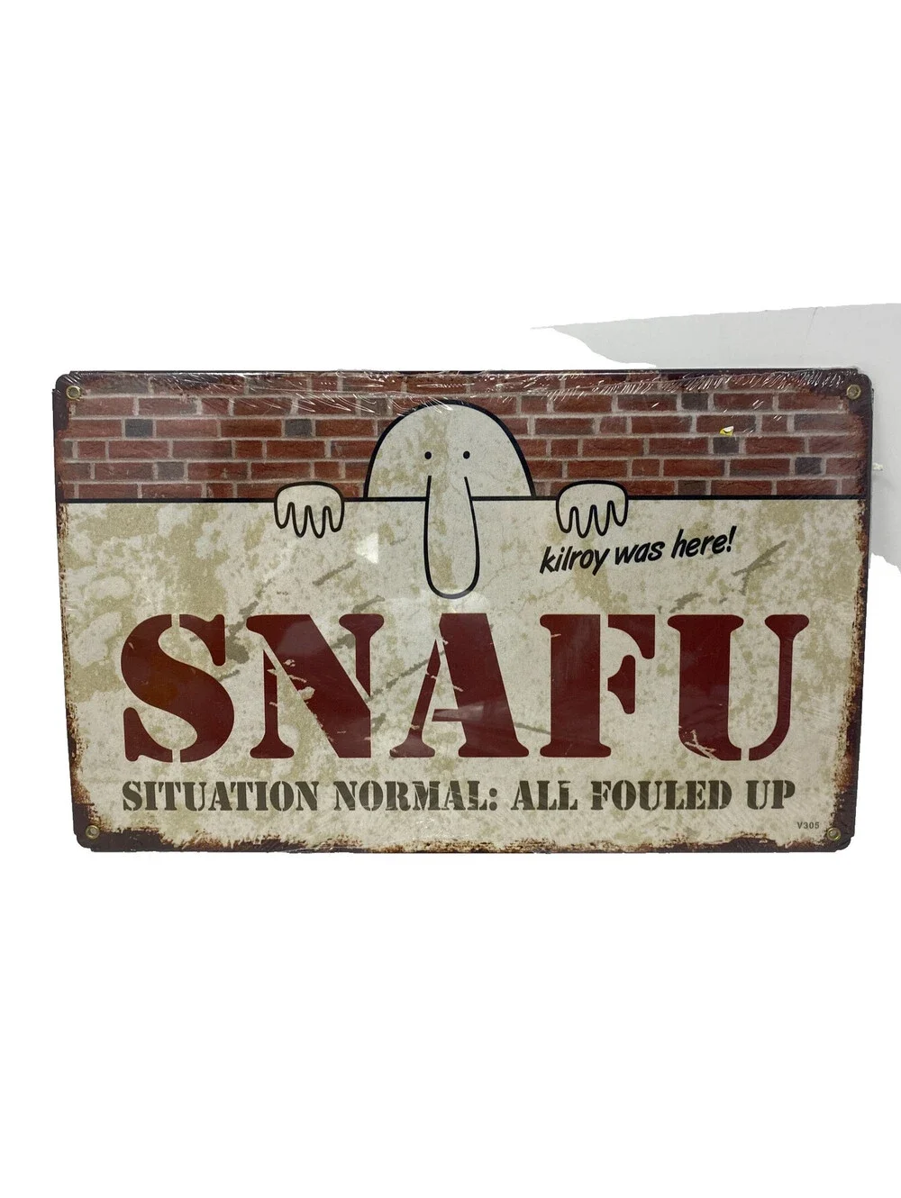 SNAFU Kilroy Was Here Vintage Metal Sign 13.5x8.5 Military Humor WWII New